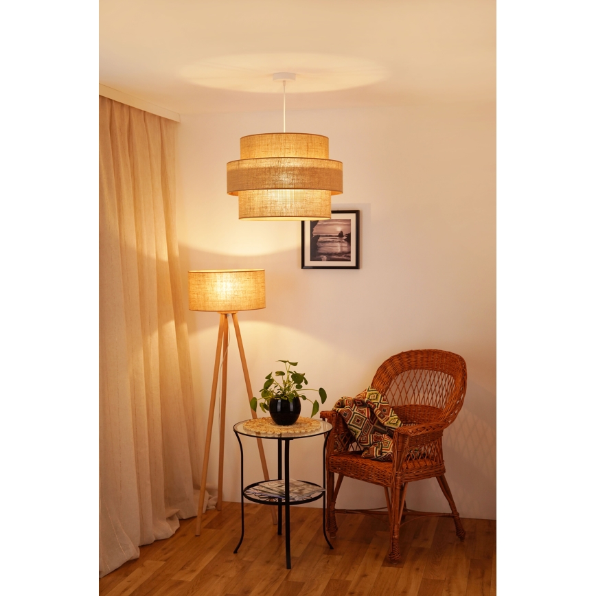 Brilagi - Pendel SPACE YUTE 1xE27/15W/230V diameter 50 cm beige/hvid
