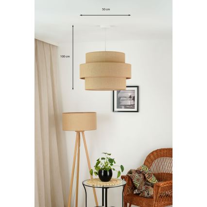 Brilagi - Pendel SPACE YUTE 1xE27/15W/230V diameter 50 cm beige/hvid