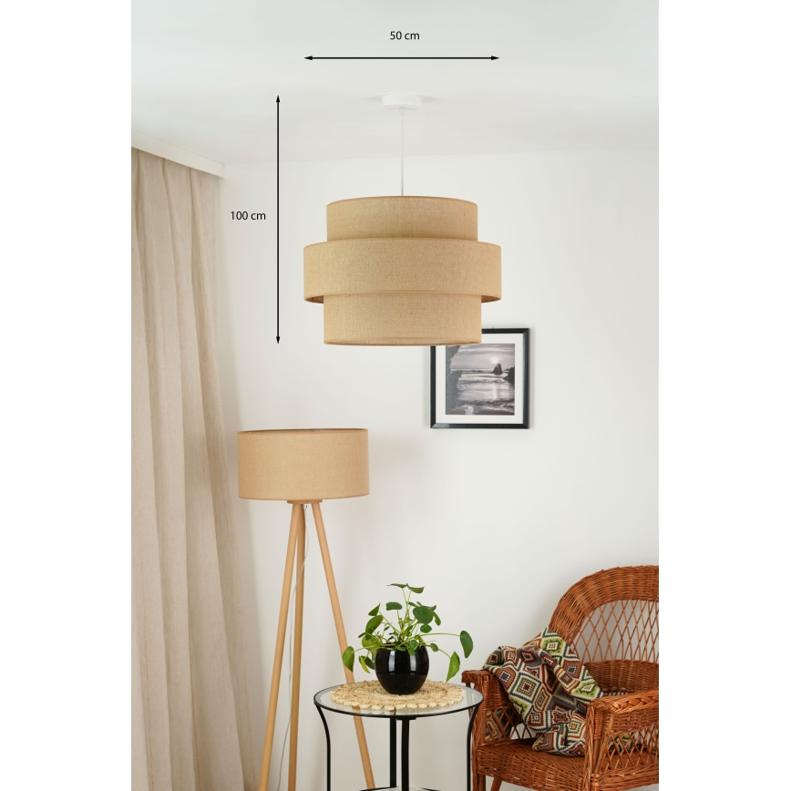 Brilagi - Pendel SPACE YUTE 1xE27/15W/230V diameter 50 cm beige/hvid