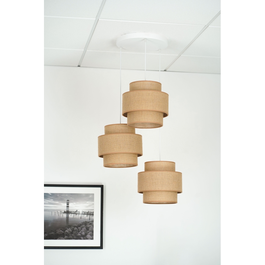 Brilagi - Pendel SPACE YUTE 3xE27/15W/230V beige/hvid