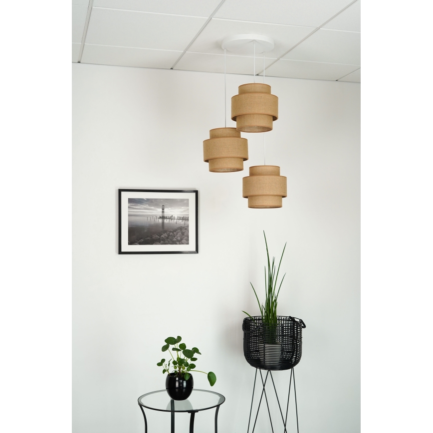 Brilagi - Pendel SPACE YUTE 3xE27/15W/230V beige/hvid