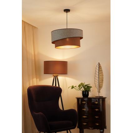 Brilagi - Pendel VEGAS SHINE 1xE27/15W/230V diameter 50 cm grå/brun