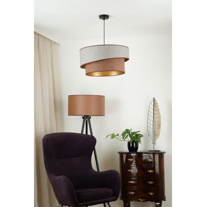 Brilagi - Pendel VEGAS SHINE 1xE27/15W/230V diameter 50 cm grå/brun