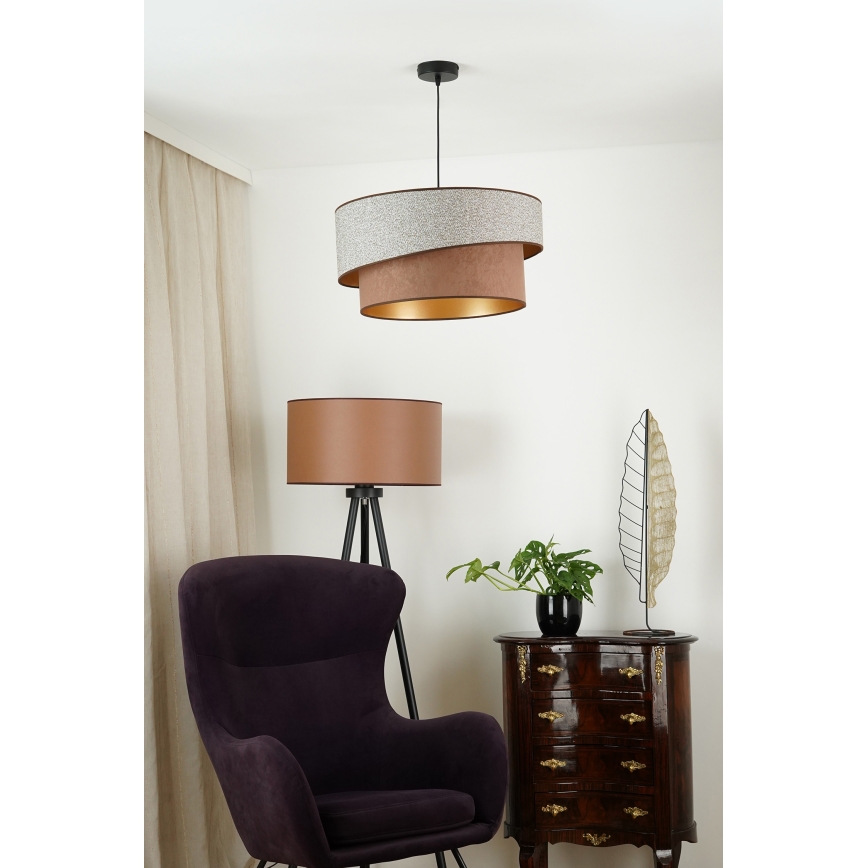 Brilagi - Pendel VEGAS SHINE 1xE27/15W/230V diameter 50 cm grå/brun