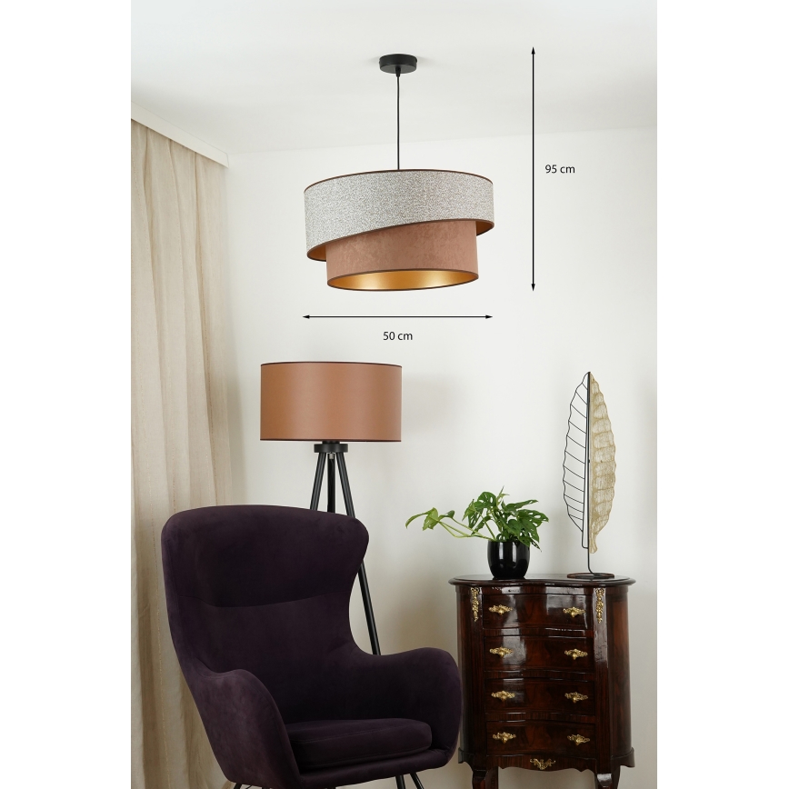 Brilagi - Pendel VEGAS SHINE 1xE27/15W/230V diameter 50 cm grå/brun
