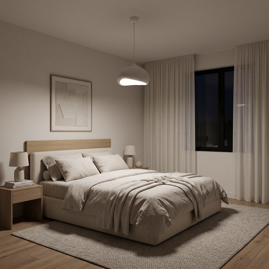 Brilagi - Pendel WABI SABI med kabelophæng, 1xE27/40W/230V, Ø 32 cm, hvid
