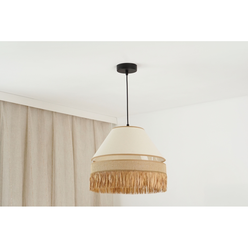 Brilagi - Pendel WINNETOU AVIGNION 1xE27/15W/230V diameter 35 cm brun/cremefarvet