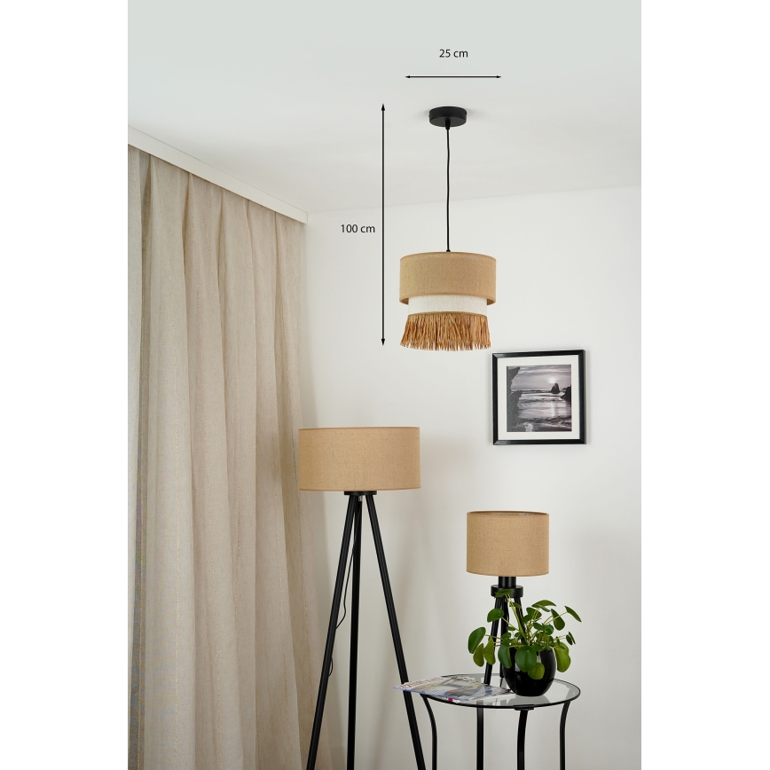 Brilagi - Pendel WINNETOU BOHO 1xE27/15W/230V diameter 25 cm brun/cremefarvet