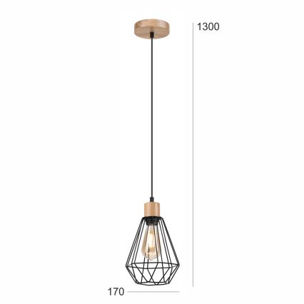 Brilagi - Pendel WOODY BASKET 1xE27/60W/230V eg