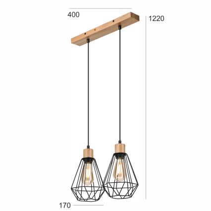 Brilagi - Pendel WOODY BASKET 2xE27/60W/230V eg