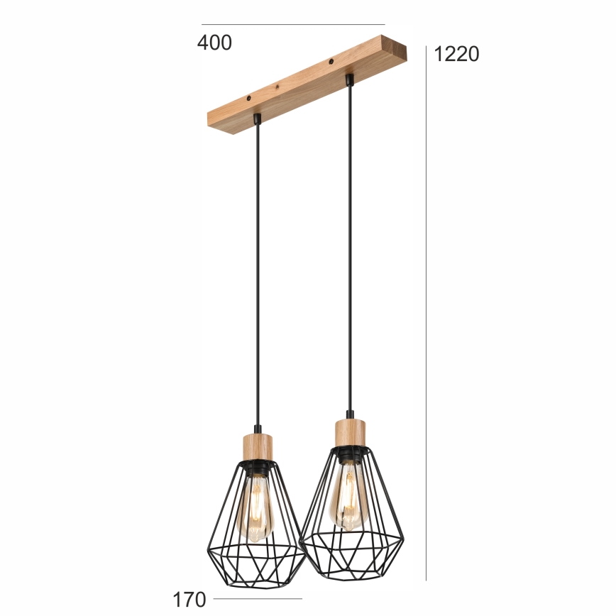 Brilagi - Pendel WOODY BASKET 2xE27/60W/230V eg