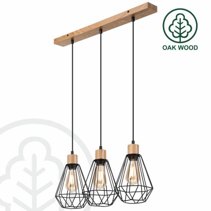 Brilagi - Pendel WOODY BASKET 3xE27/60W/230V eg