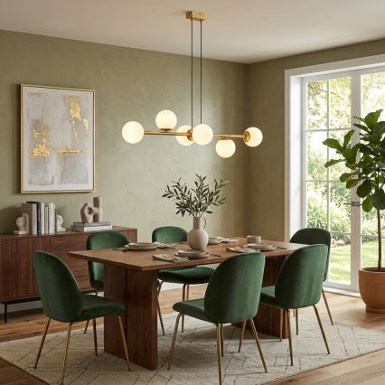 Brilagi - Pendellampe MALONY med kabelophæng 6xE14/20W/230V, guld
