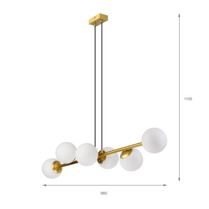 Brilagi - Pendellampe MALONY med kabelophæng 6xE14/20W/230V, guld
