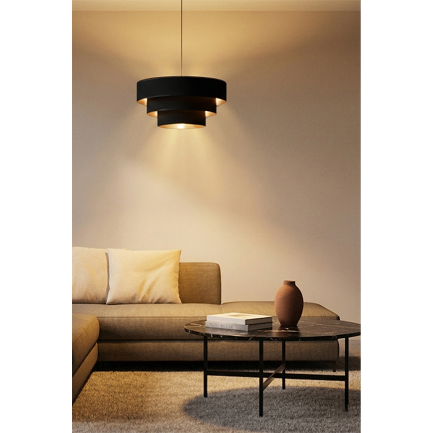 Brilagi - Pendellampe med kabel LUNETA 1xE27/60W/230V Ø 40 cm sort/guld