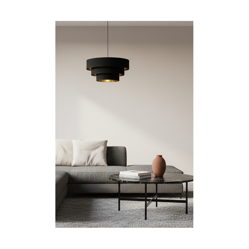 Brilagi - Pendellampe med kabel LUNETA 1xE27/60W/230V Ø 40 cm sort/guld