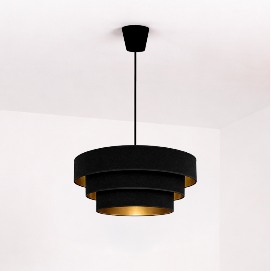 Brilagi - Pendellampe med kabel LUNETA 1xE27/60W/230V Ø 40 cm sort/guld