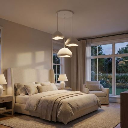 Brilagi - Pendellampe på kabel LORA 3xE27/40W/230V Ø 82 cm hvid