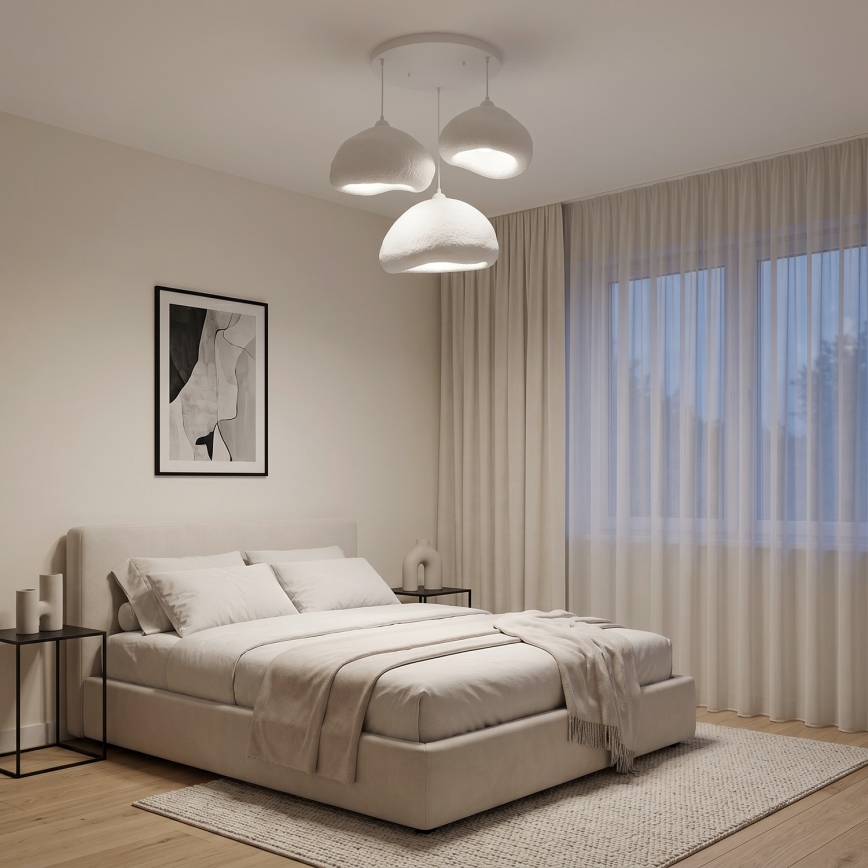 Brilagi - Pendellampe på kabel WABI SABI 3xE27/40W/230V Ø 82 cm hvid