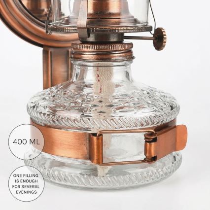 Brilagi - Petroleumslampe med spejl MERLIN bronze/patina