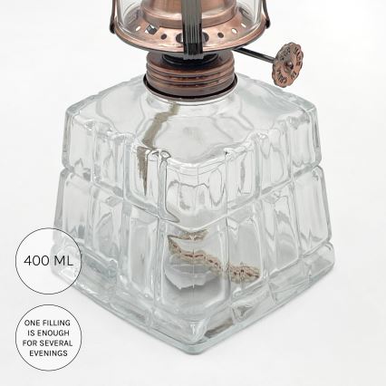 Brilagi - Petroleumslampe MERLIN klar/bronzefarvet/patina