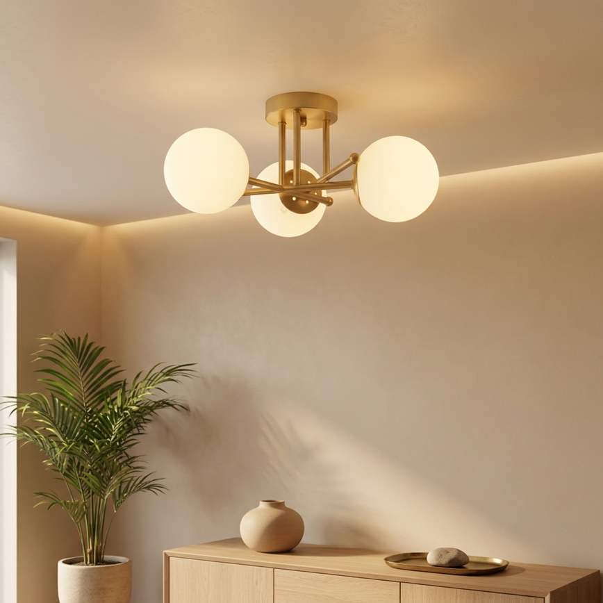 Brilagi - Plafond MALIVA 3xE14/15W/230V guld/hvid