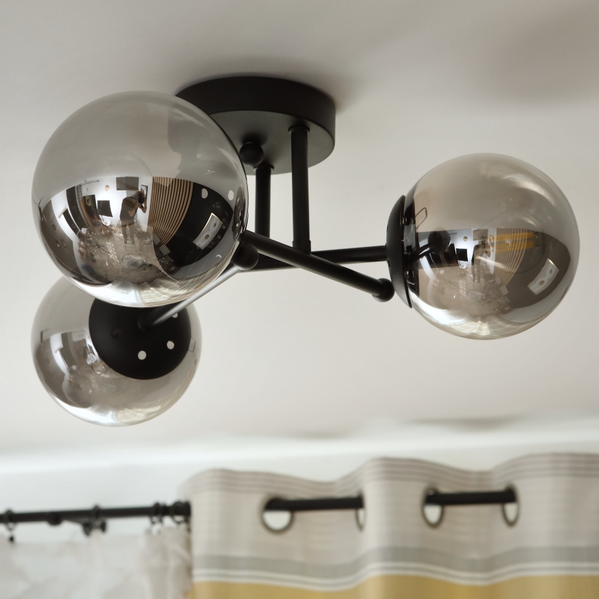 Brilagi - Plafond MALIVA 3xE14/15W/230V sort/røget