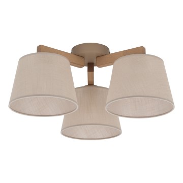 Brilagi - Plafondlampe LATTE SABIA 3xE27/15W/230V fyrretræ/beige