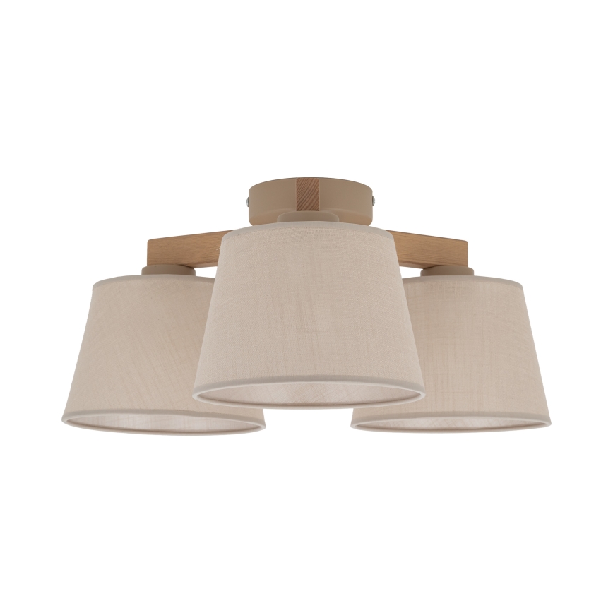 Brilagi - Plafondlampe LATTE SABIA 3xE27/15W/230V fyrretræ/beige