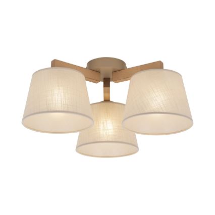 Brilagi - Plafondlampe LATTE SABIA 3xE27/60W/230V fyrretræ/beige