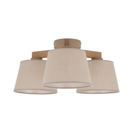 Brilagi - Plafondlampe LATTE SABIA 3xE27/60W/230V fyrretræ/beige
