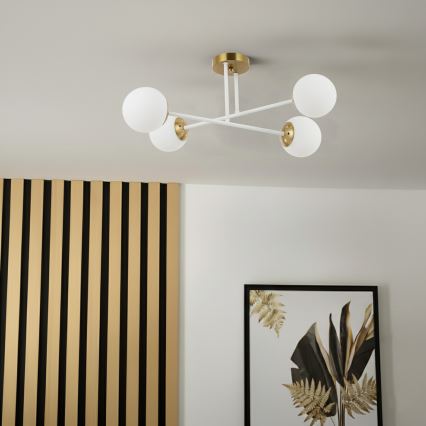 Brilagi - Plafondlampe MALIVA 4xE14/15W/230V guld/hvid