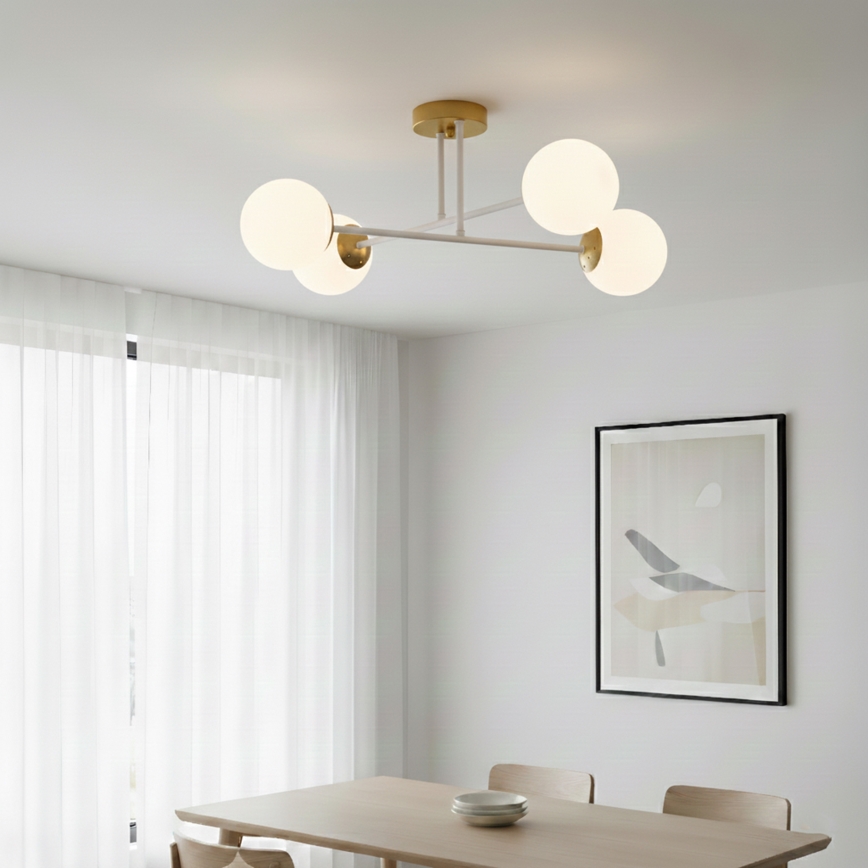 Brilagi - Plafondlampe MALIVA 4xE14/15W/230V guld/hvid