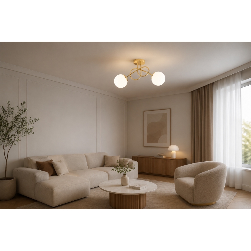 Brilagi - Plafondlampe MILO 2xE27/60W/230V guld