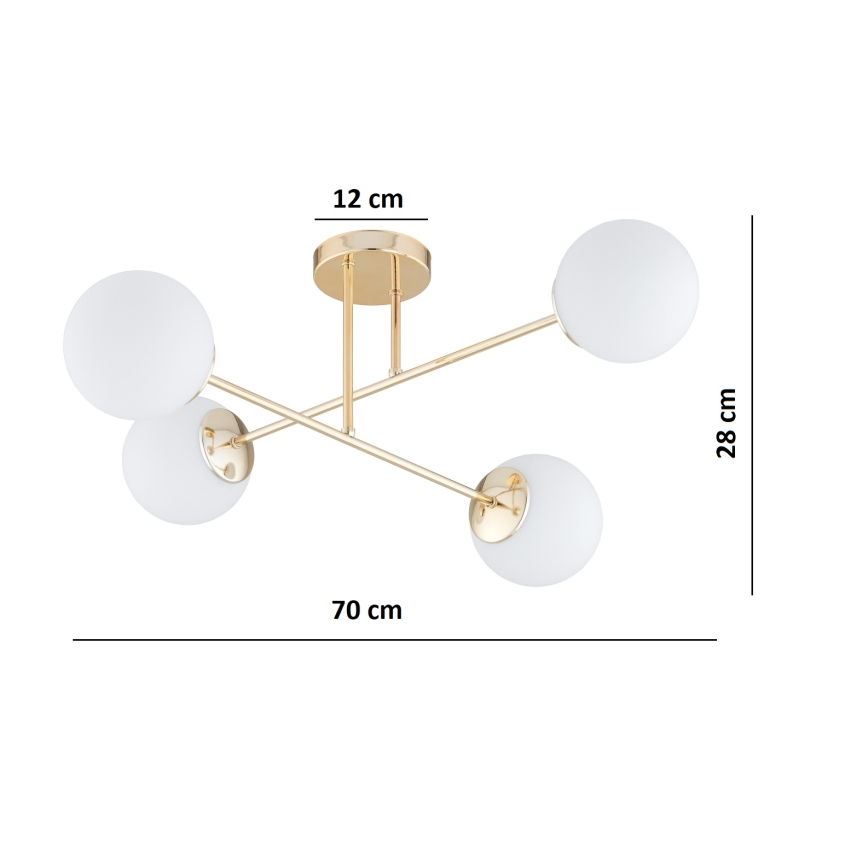 Brilagi - Plafondlampe MILO 4xE27/60W/230V guld