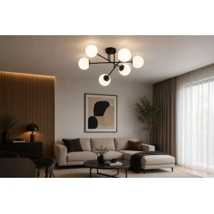Brilagi - Plafondlampe MILO 6xE27/60W/230V sort