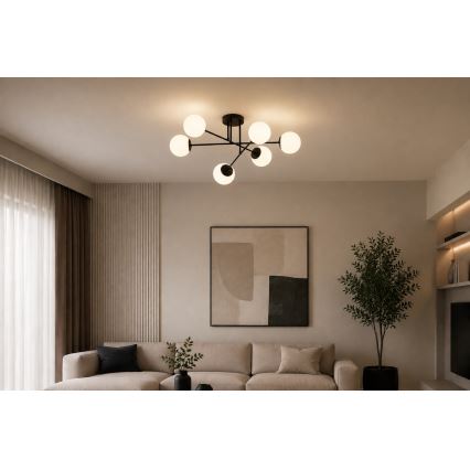 Brilagi - Plafondlampe MILO 6xE27/60W/230V sort