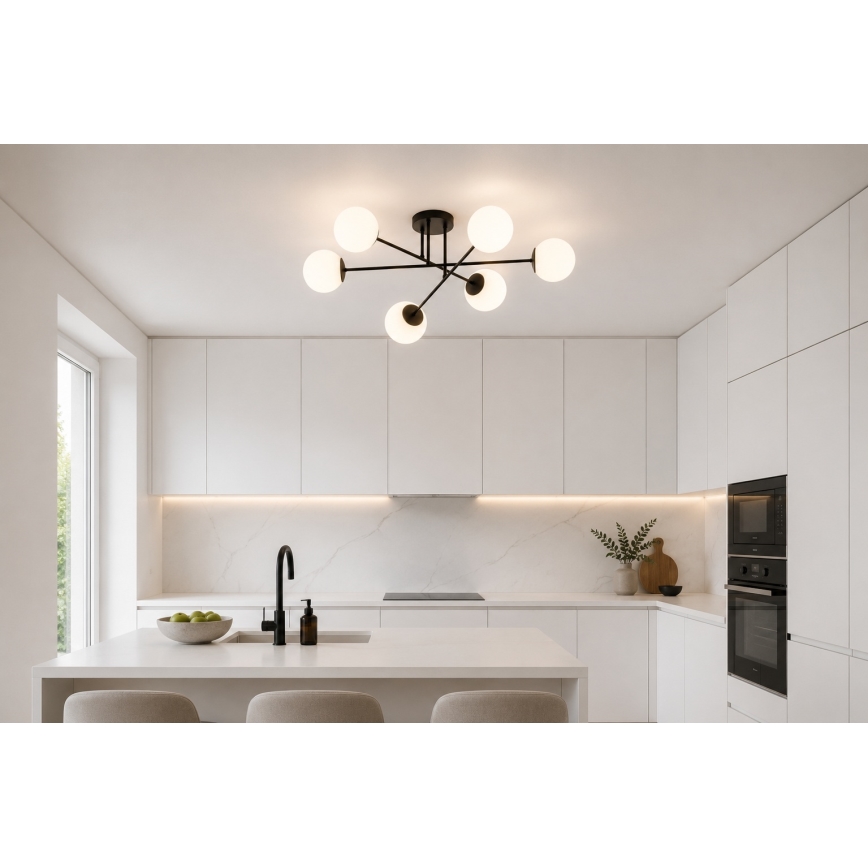 Brilagi - Plafondlampe MILO 6xE27/60W/230V sort