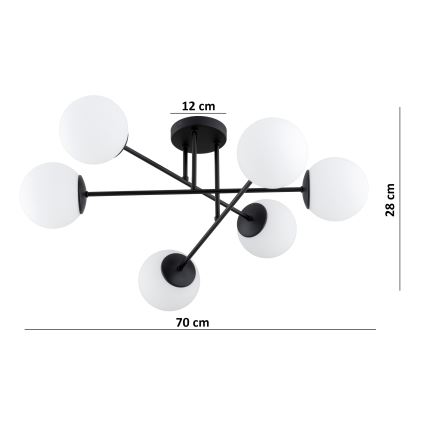 Brilagi - Plafondlampe MILO 6xE27/60W/230V sort