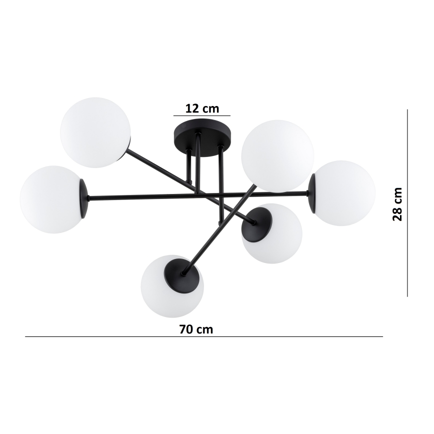 Brilagi - Plafondlampe MILO 6xE27/60W/230V sort
