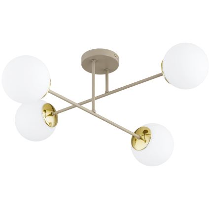 Brilagi - Plafondlampe MILO ECRU 4xE27/60W/230V beige/guld