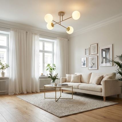 Brilagi - Plafondlampe MILO ECRU 4xE27/60W/230V beige/guld
