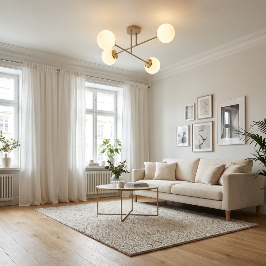Brilagi - Plafondlampe MILO ECRU 4xE27/60W/230V beige/guld