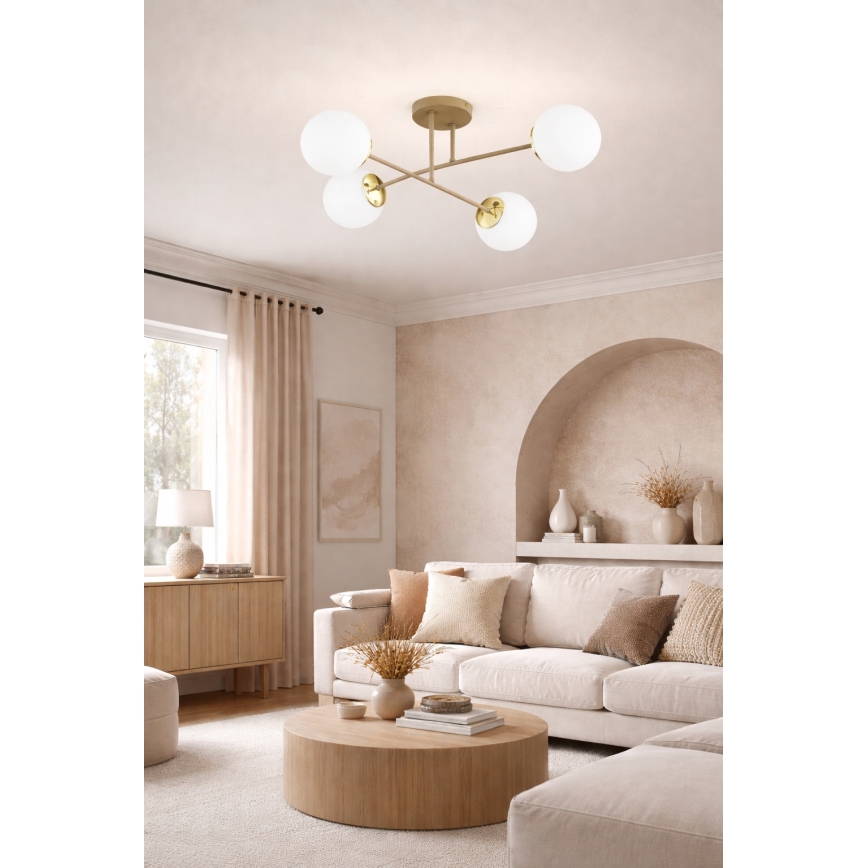 Brilagi - Plafondlampe MILO ECRU 4xE27/60W/230V beige/guld
