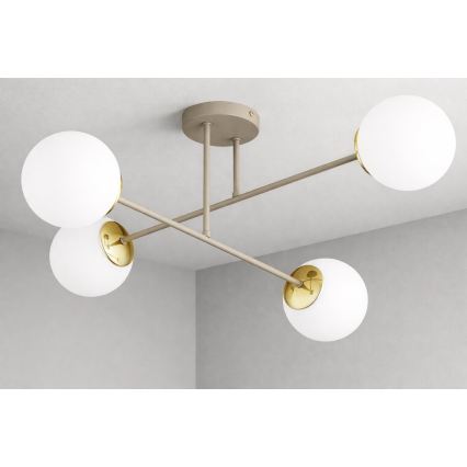 Brilagi - Plafondlampe MILO ECRU 4xE27/60W/230V beige/guld