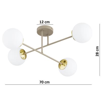 Brilagi - Plafondlampe MILO ECRU 4xE27/60W/230V beige/guld