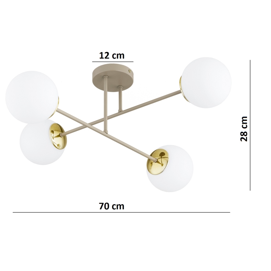 Brilagi - Plafondlampe MILO ECRU 4xE27/60W/230V beige/guld