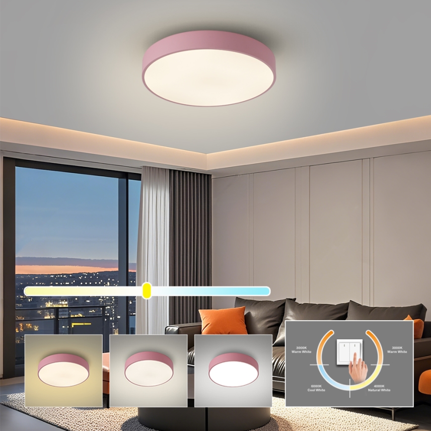 Brilagi - LED loftlampe POOL LED/48W/230V 3000/4000/6000K Ø 40 cm lyserød