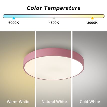 Brilagi - LED loftlampe POOL LED/48W/230V 3000/4000/6000K Ø 40 cm lyserød