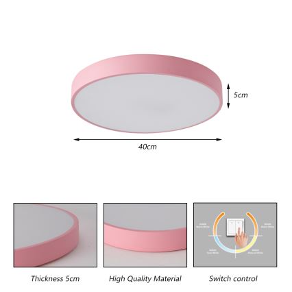 Brilagi - LED loftlampe POOL LED/48W/230V 3000/4000/6000K Ø 40 cm lyserød